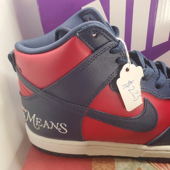 Nike Supreme x Dunk SB High By Any Means Red Navy Mens 7 / Womens 8.5 - Picture 10 of 14